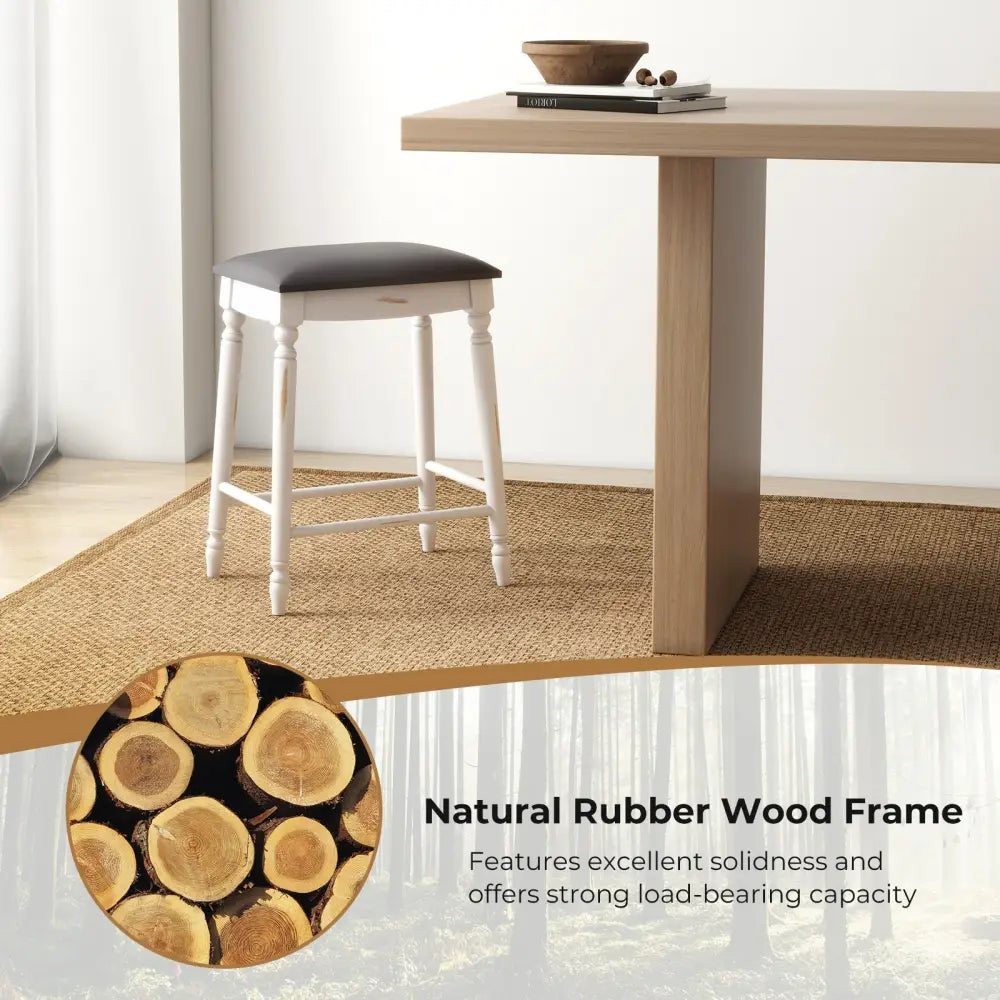 24 Inch Bar Stool Set of 2 with Padded Seat Cushions and Wood Legs-24 inches Costway