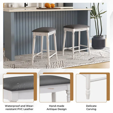24 Inch Bar Stool Set of 2 with Padded Seat Cushions and Wood Legs-24 inches Costway