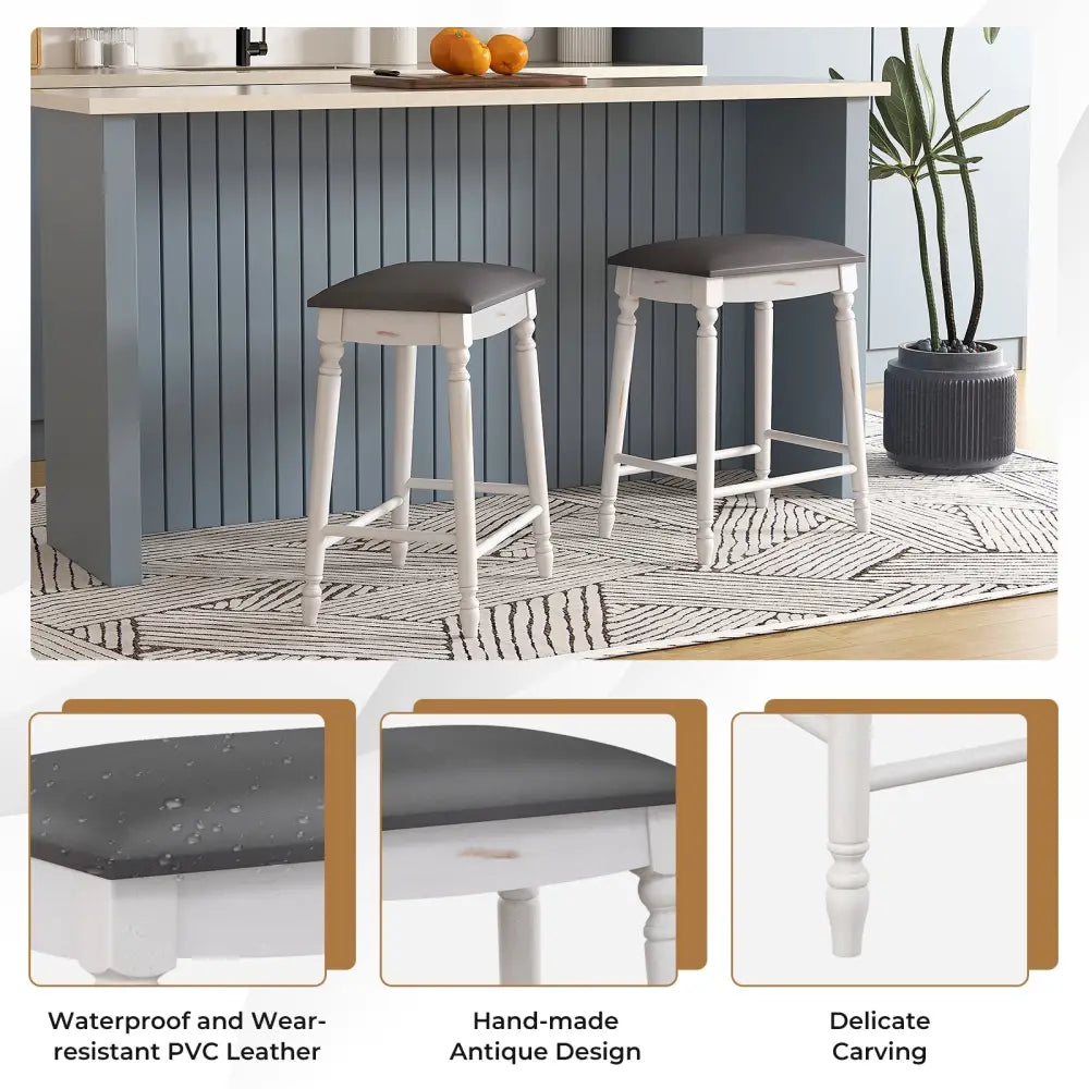 24 Inch Bar Stool Set of 2 with Padded Seat Cushions and Wood Legs-24 inches Costway