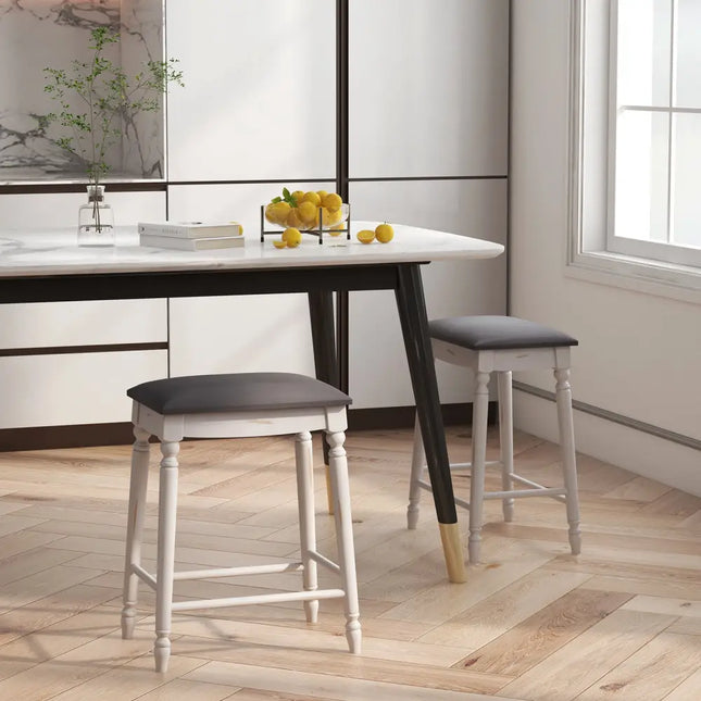 24 Inch Bar Stool Set of 2 with Padded Seat Cushions and Wood Legs-24 inches Costway