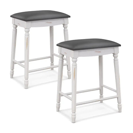 24 Inch Bar Stool Set of 2 with Padded Seat Cushions and Wood Legs-24 inches Costway