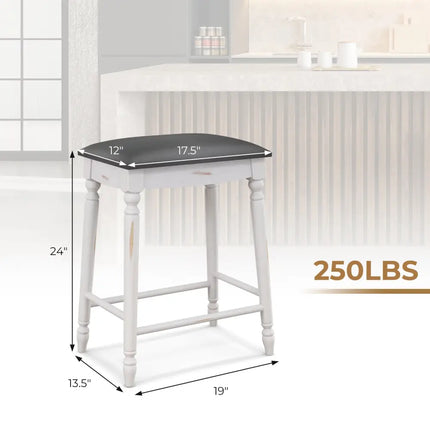 24 Inch Bar Stool Set of 2 with Padded Seat Cushions and Wood Legs-24 inches Costway