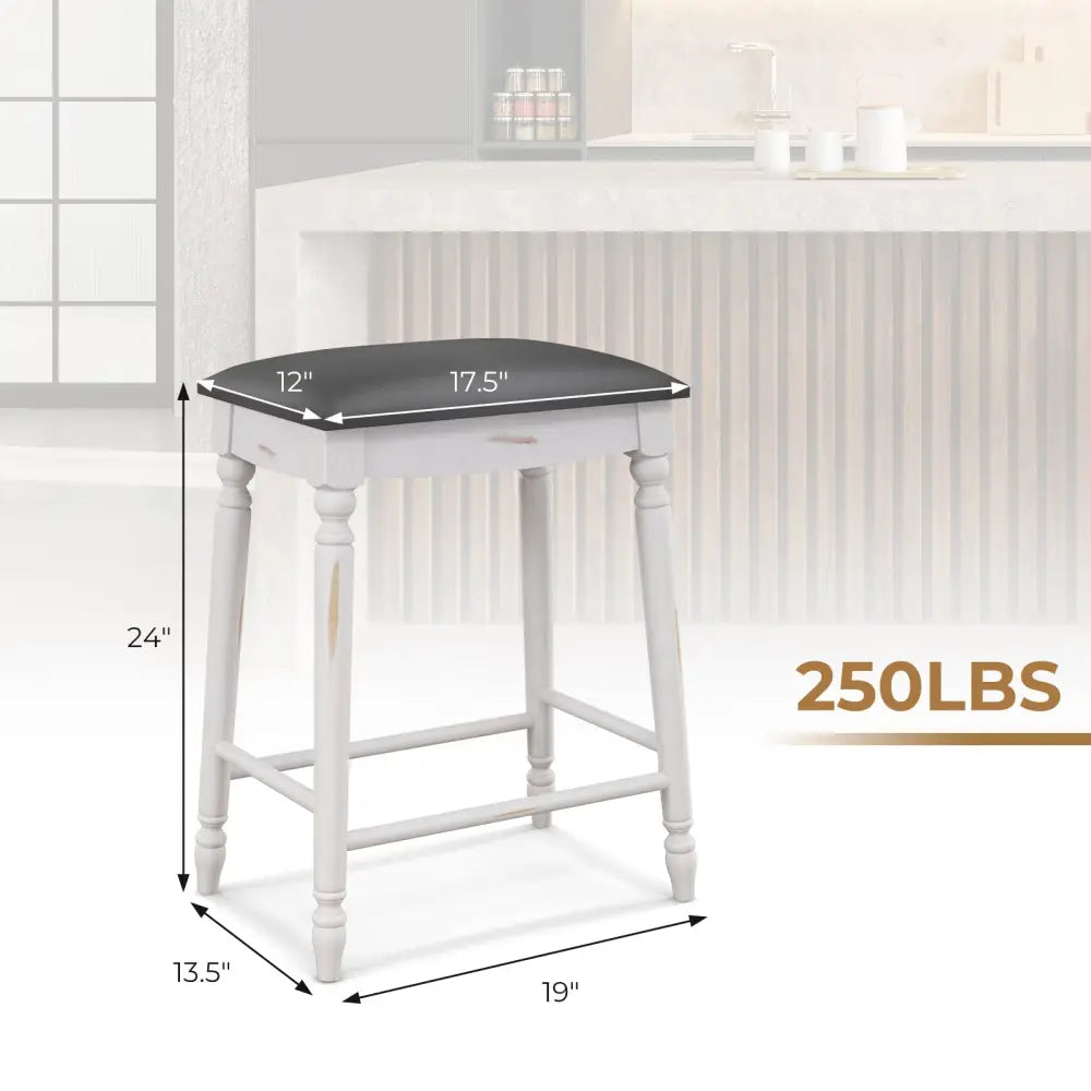 24 Inch Bar Stool Set of 2 with Padded Seat Cushions and Wood Legs-24 inches Costway