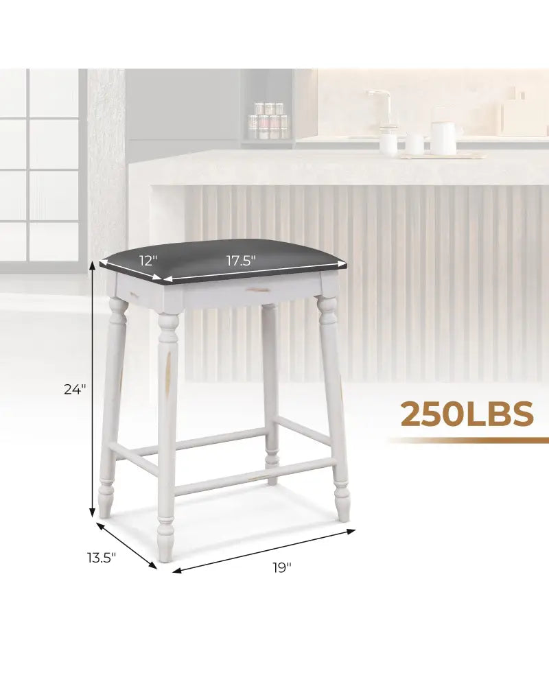 24 Inch Bar Stool Set of 2 with Padded Seat Cushions and Wood Legs-24 inches - Bar Stools
