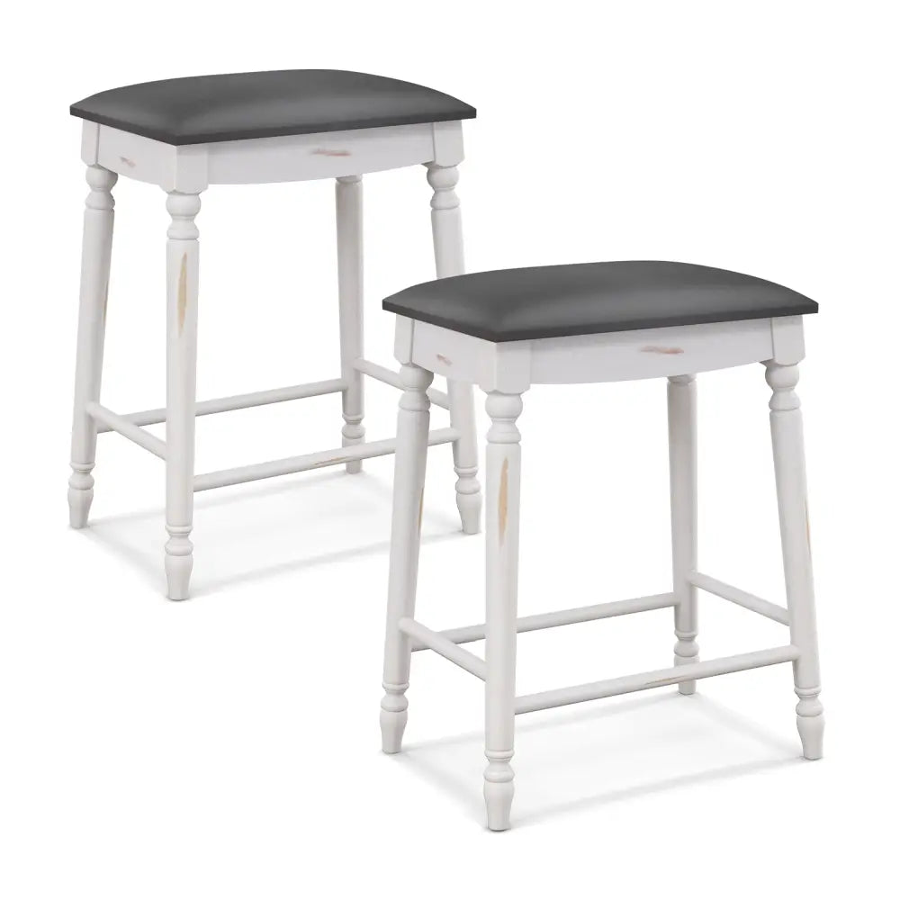 24 Inch Bar Stool Set of 2 with Padded Seat Cushions and Wood Legs-24 inches - Bar Stools