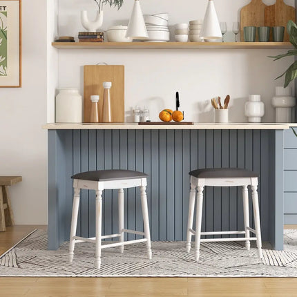 24 Inch Bar Stool Set of 2 with Padded Seat Cushions and Wood Legs-24 inches Costway