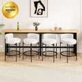 24 Inch Boucle Counter Stools Set of 4 with Curved Backrest - White - Bar Stools