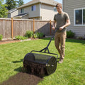 24 Inch Compost Spreader Peat Moss Spreader Roller with Height-Adjustable T-Shaped Handle-Black - Black - Lawn Care