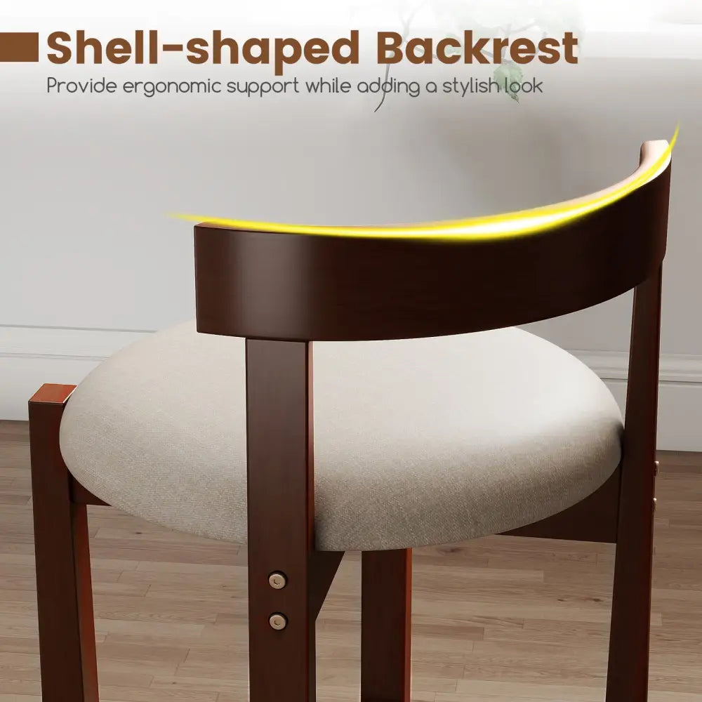 24 Inch Counter Height Bar Stools Set of 2 with Backrests and Footrests-Beige Costway