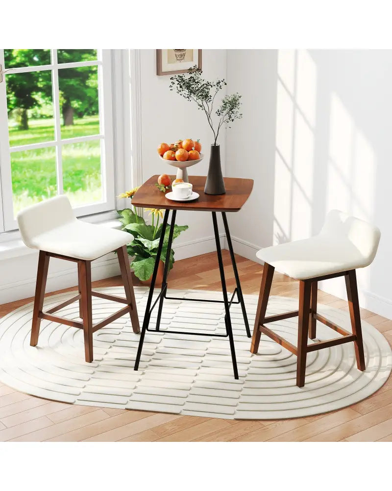 24 Inch Counter Height Bar Stools Set of 2 with Low Back-Brown - Brown - Bar Stools