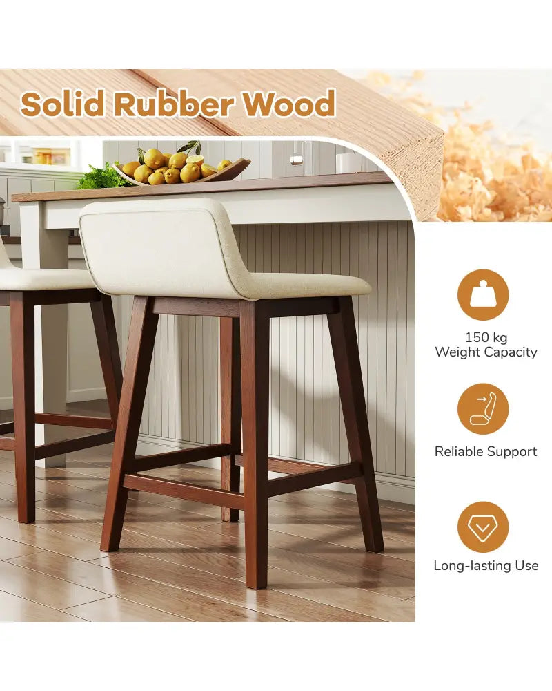 24 Inch Counter Height Bar Stools Set of 2 with Low Back-Brown - Brown - Bar Stools