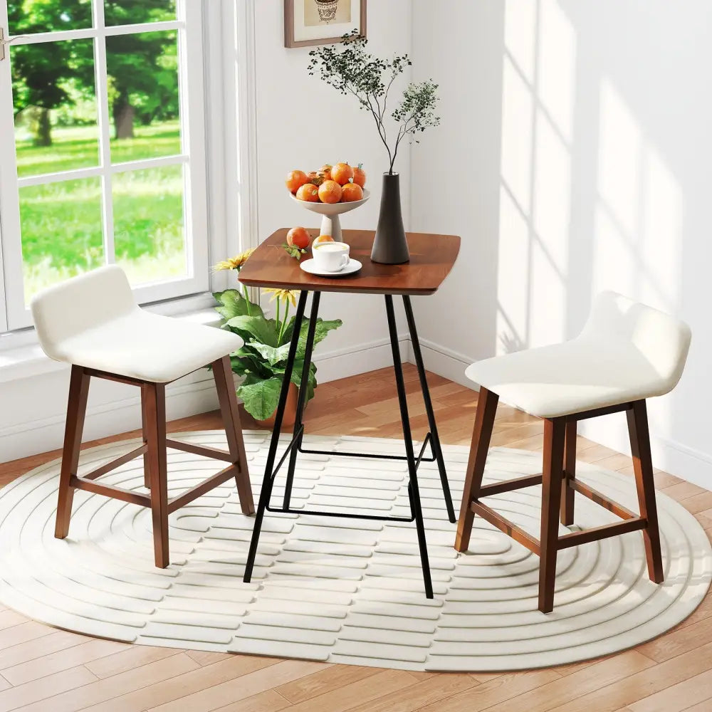 24 Inch Counter Height Bar Stools Set of 2 with Low Back-Brown - Brown - Bar Stools