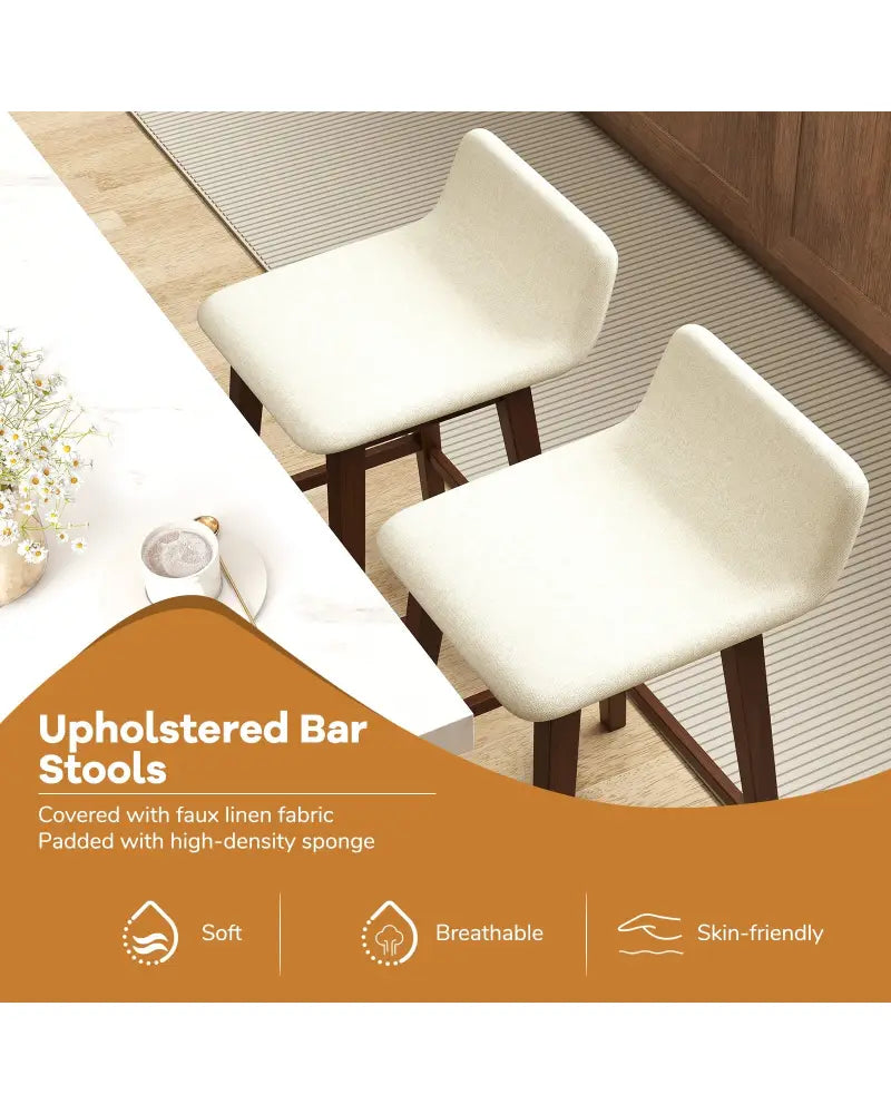 24 Inch Counter Height Bar Stools Set of 2 with Low Back-Brown - Brown - Bar Stools