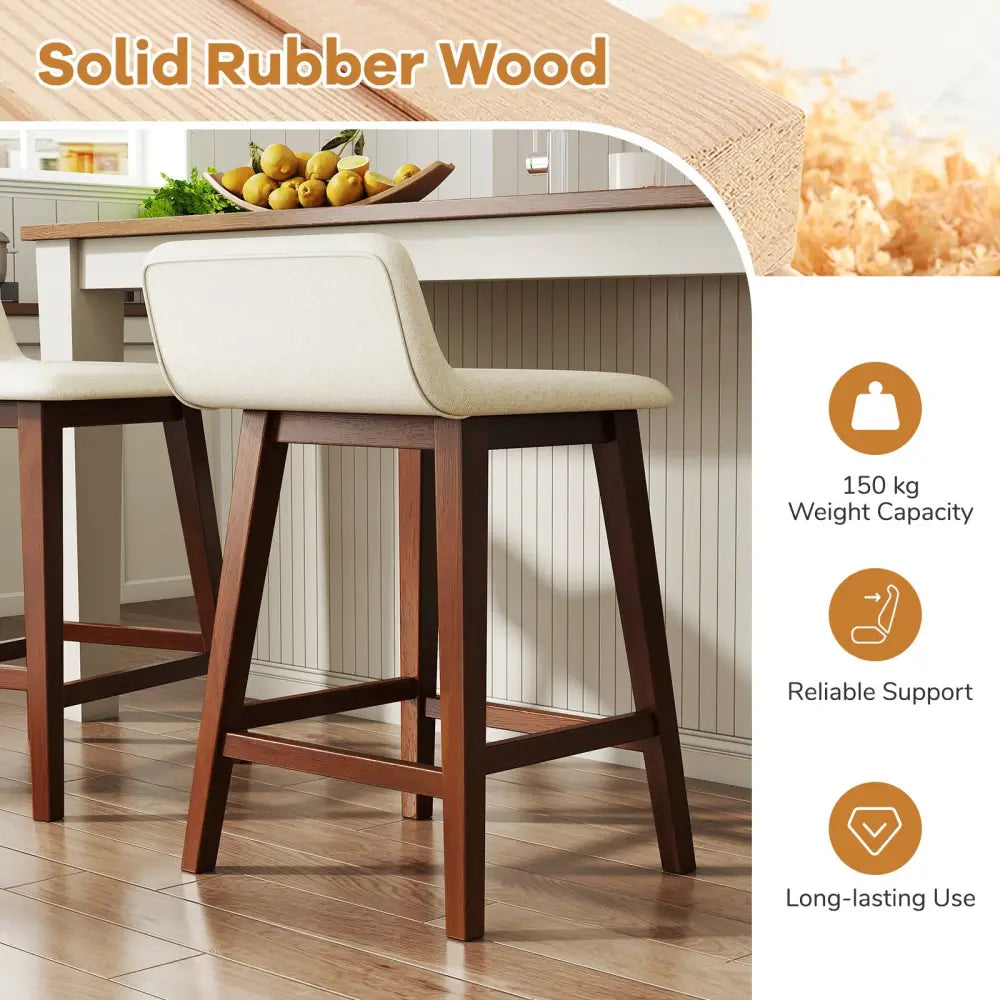 24 Inch Counter Height Bar Stools Set of 2 with Low Back-Brown - Brown - Bar Stools