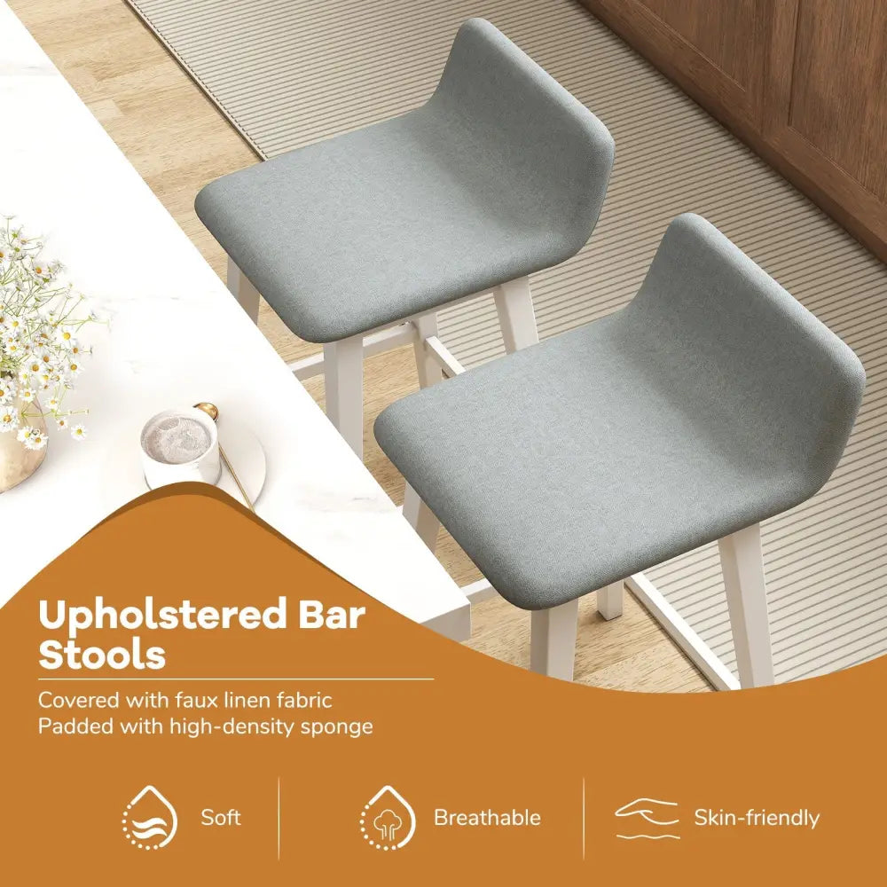 24 Inch Counter Height Bar Stools Set of 2 with Low Back-White Costway