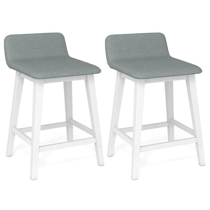 24 Inch Counter Height Bar Stools Set of 2 with Low Back-White Costway