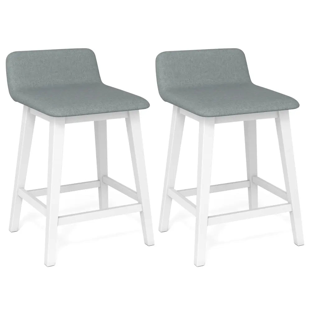 24 Inch Counter Height Bar Stools Set of 2 with Low Back-White Costway