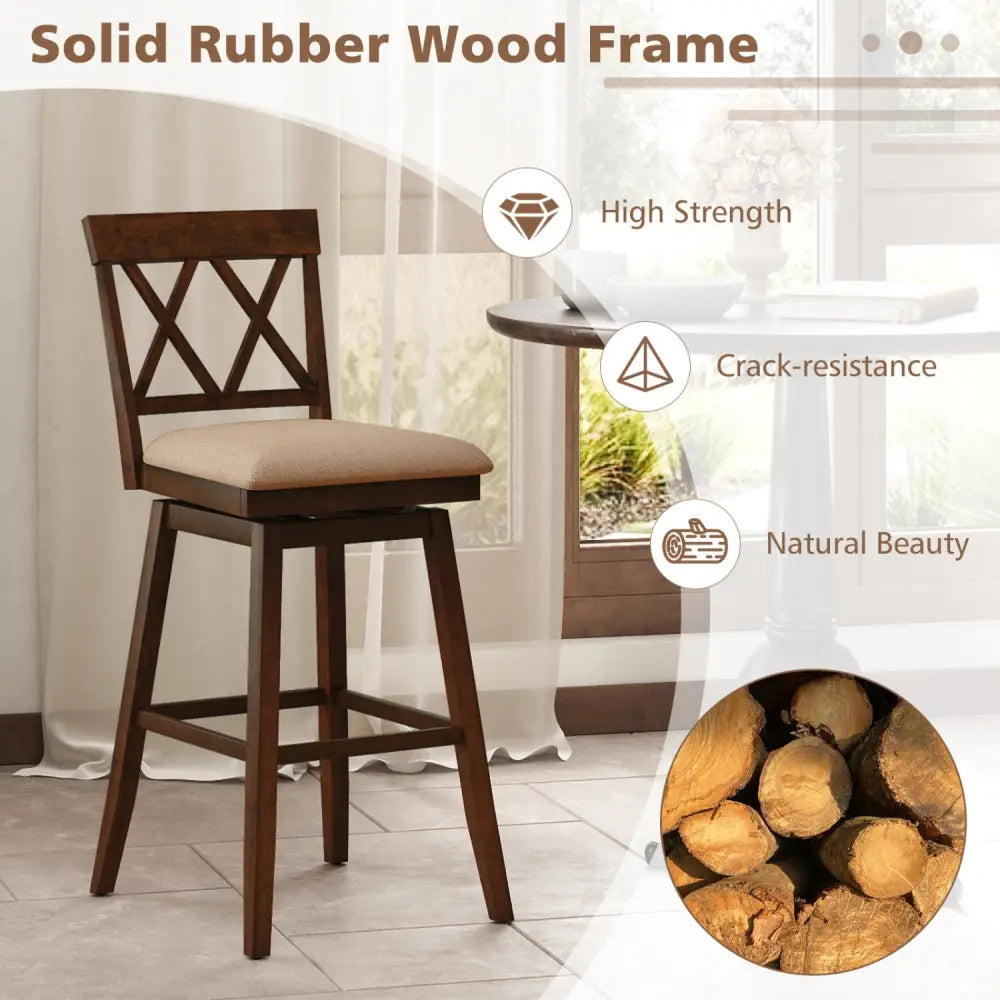 24 Inch Counter Height Barstools Set of 2 with Backrest and Seat Cushion-29 inches - Bar Stools