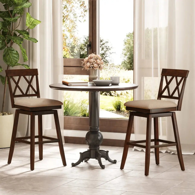 24 Inch Counter Height Barstools Set of 2 with Backrest and Seat Cushion-29 inch Costway