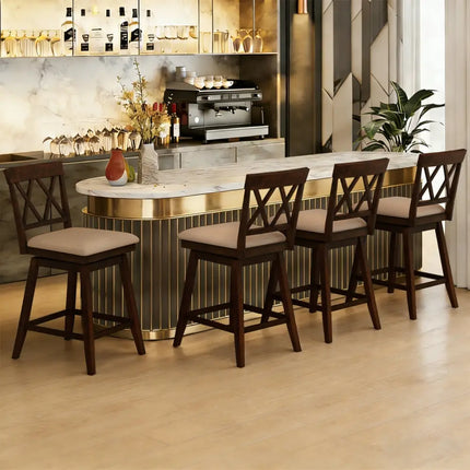 24 Inch Counter Height Barstools Set of 2 with Backrest and Seat Cushion-24 Inch Costway