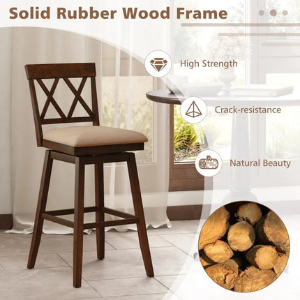 24 Inch Counter Height Barstools Set of 2 with Backrest and Seat Cushion-29 inch Costway