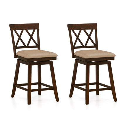 24 Inch Counter Height Barstools Set of 2 with Backrest and Seat Cushion-24 Inch Costway