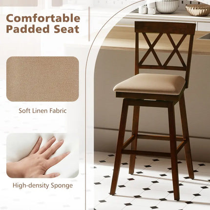 24 Inch Counter Height Barstools Set of 2 with Backrest and Seat Cushion-29 inch Costway