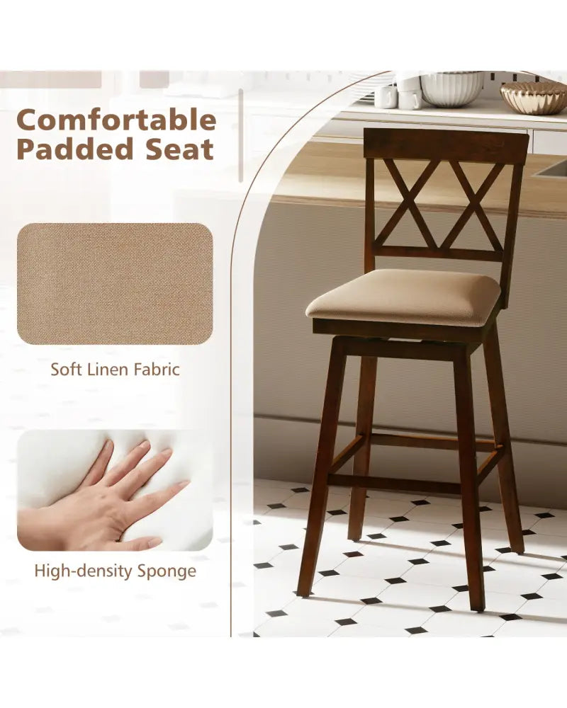 24 Inch Counter Height Barstools Set of 4 with Backrest and Upholstered Seat Cushion-29 inch - Bar Stools