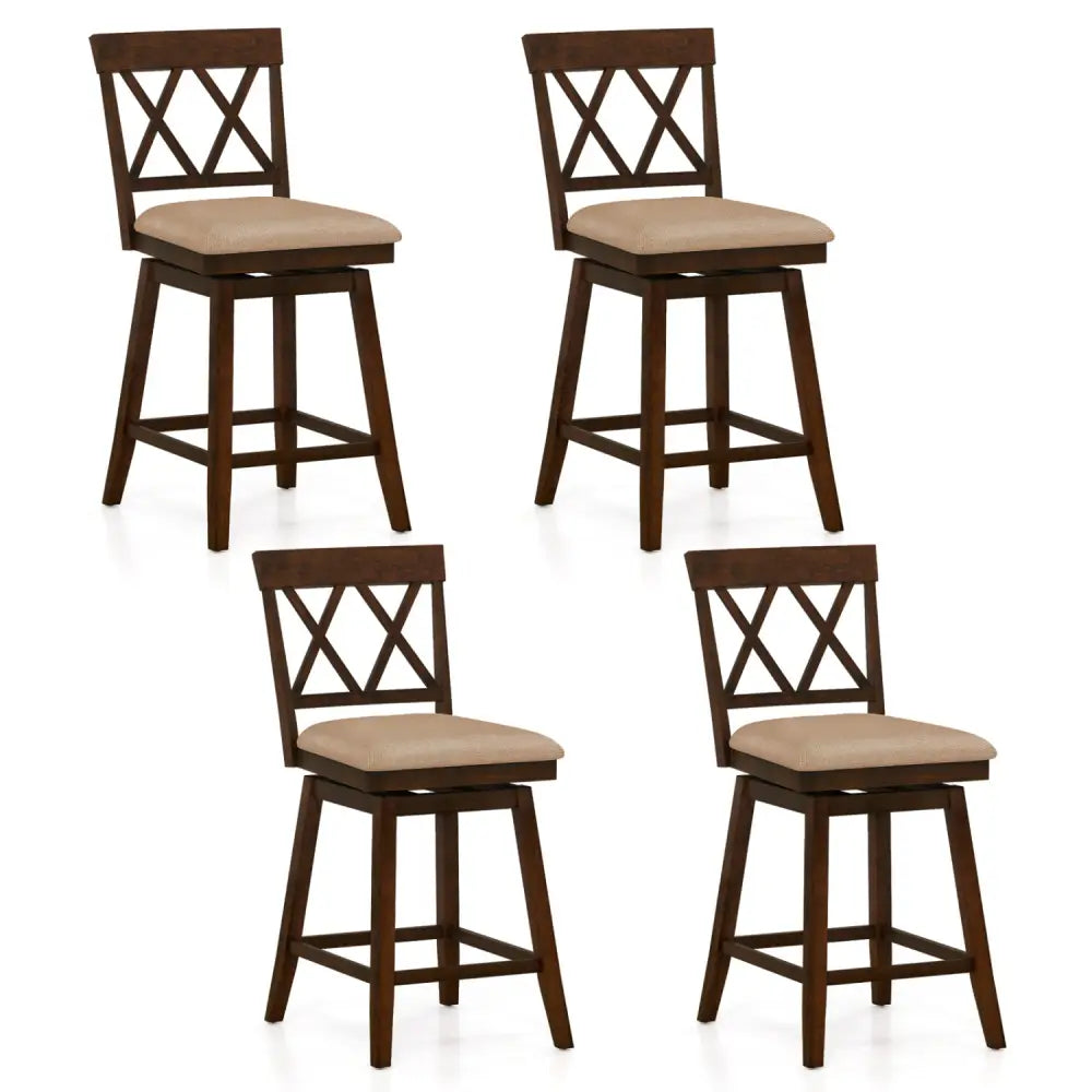 24 Inch Counter Height Barstools Set of 4 with Backrest and Upholstered Seat Cushion-24 Inch Costway