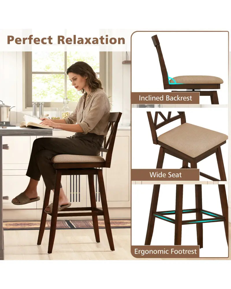 24 Inch Counter Height Barstools Set of 4 with Backrest and Upholstered Seat Cushion-29 inch - Bar Stools