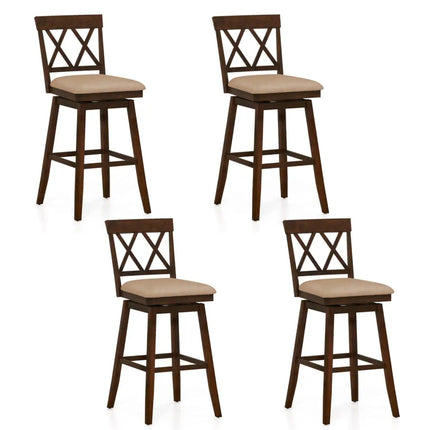 24 Inch Counter Height Barstools Set of 4 with Backrest and Upholstered Seat Cushion-29 inch Costway