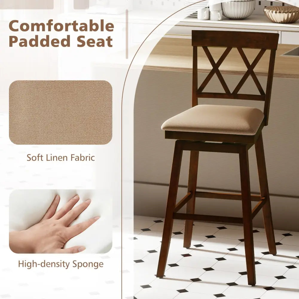 24 Inch Counter Height Barstools Set of 4 with Backrest and Upholstered Seat Cushion-29 inch Costway