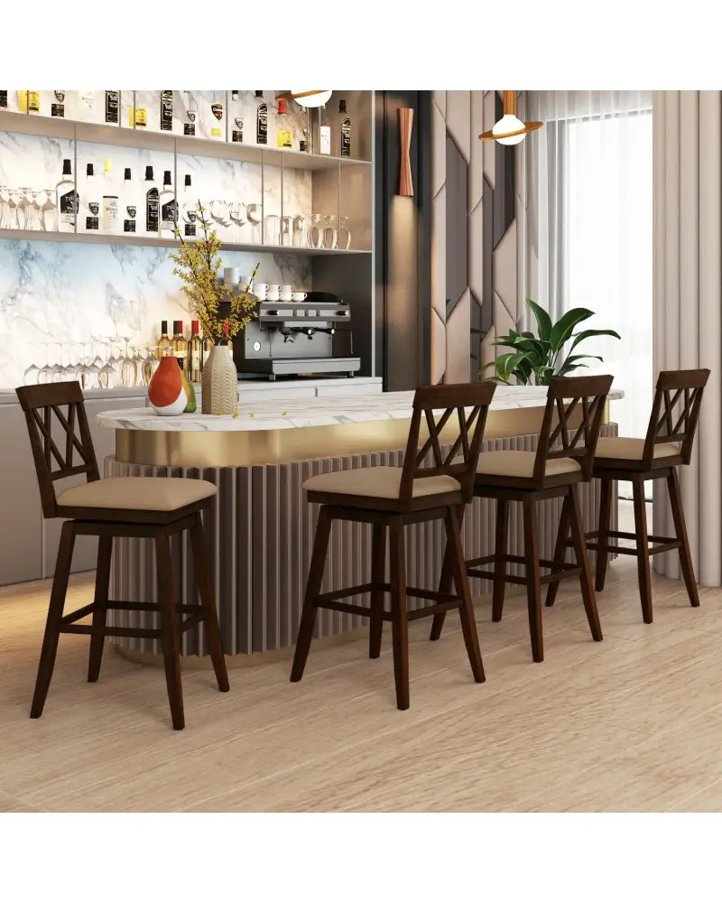 24 Inch Counter Height Barstools Set of 4 with Backrest and Upholstered Seat Cushion-29 inch - Bar Stools