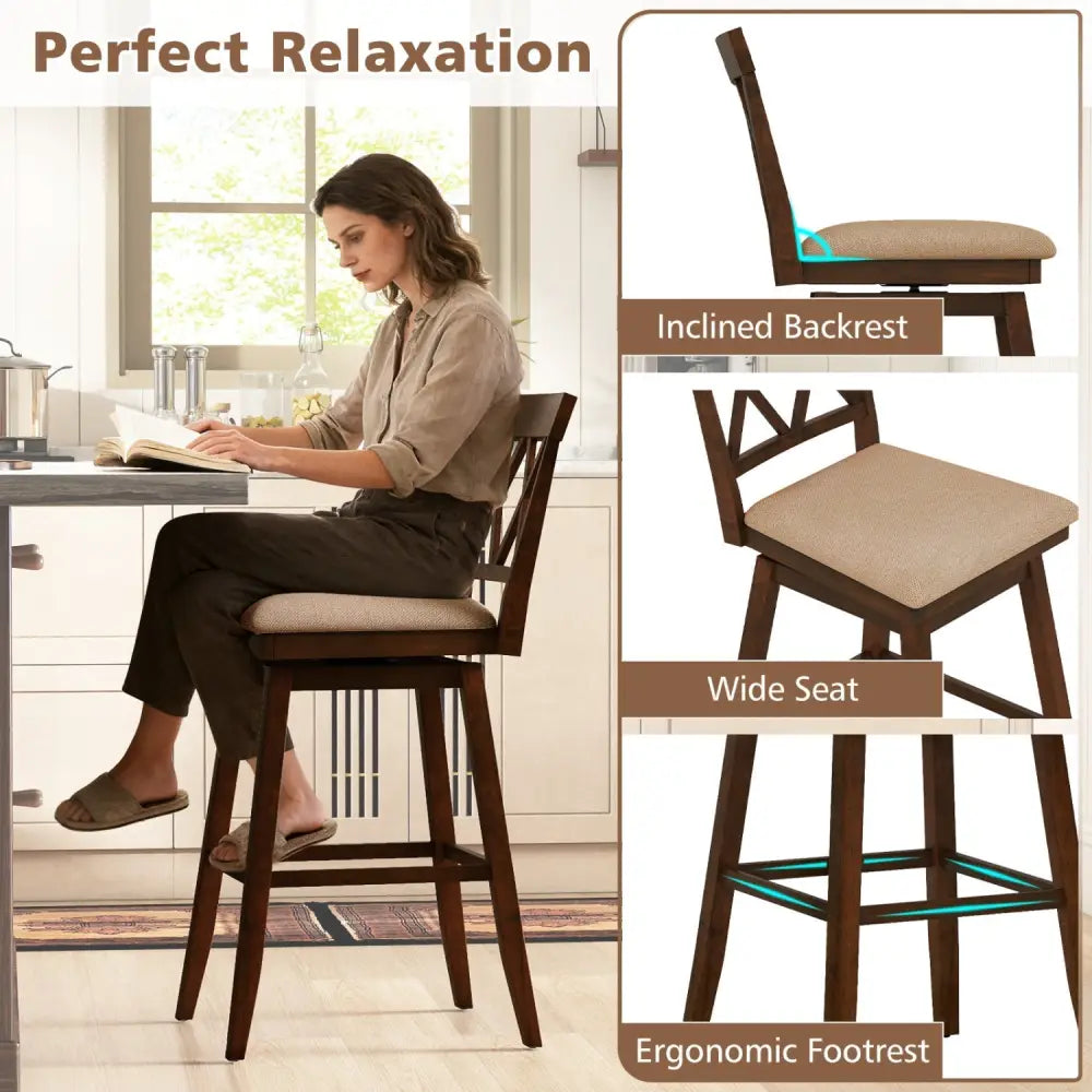 24 Inch Counter Height Barstools Set of 4 with Backrest and Upholstered Seat Cushion-29 inch Costway