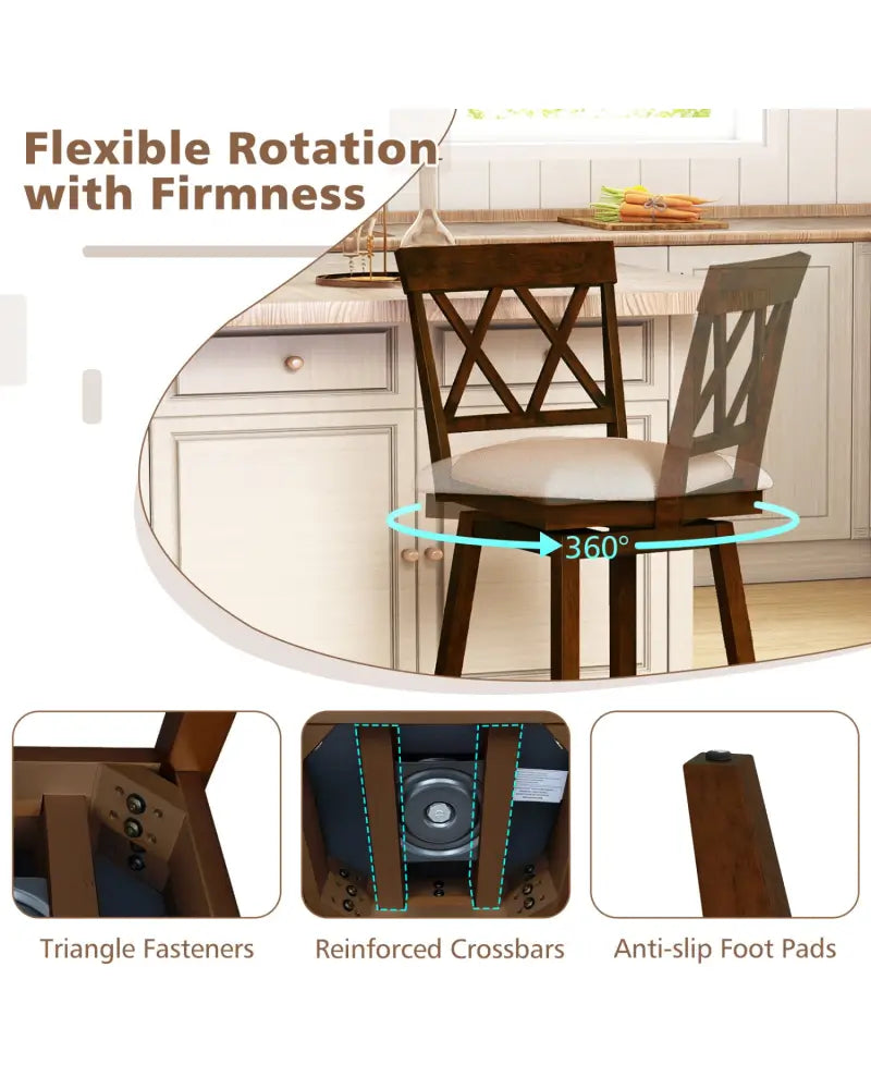 24 Inch Counter Height Barstools Set of 4 with Backrest and Upholstered Seat Cushion-29 inch - Bar Stools