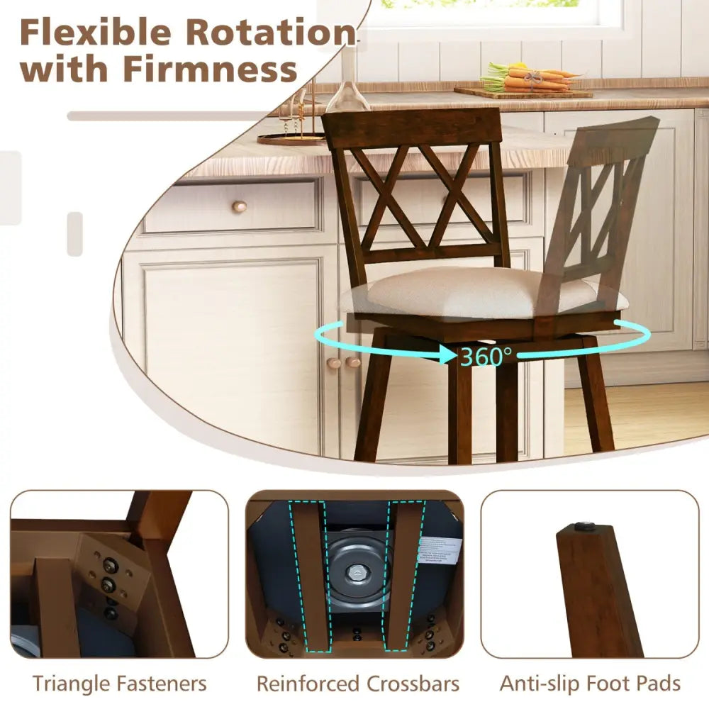 24 Inch Counter Height Barstools Set of 4 with Backrest and Upholstered Seat Cushion-29 inch Costway