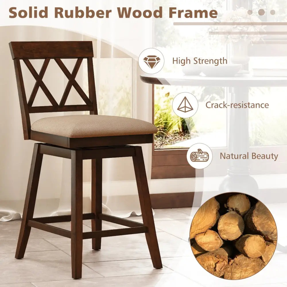 24 Inch Counter Height Barstools Set of 4 with Backrest and Upholstered Seat Cushion-24 Inch Costway