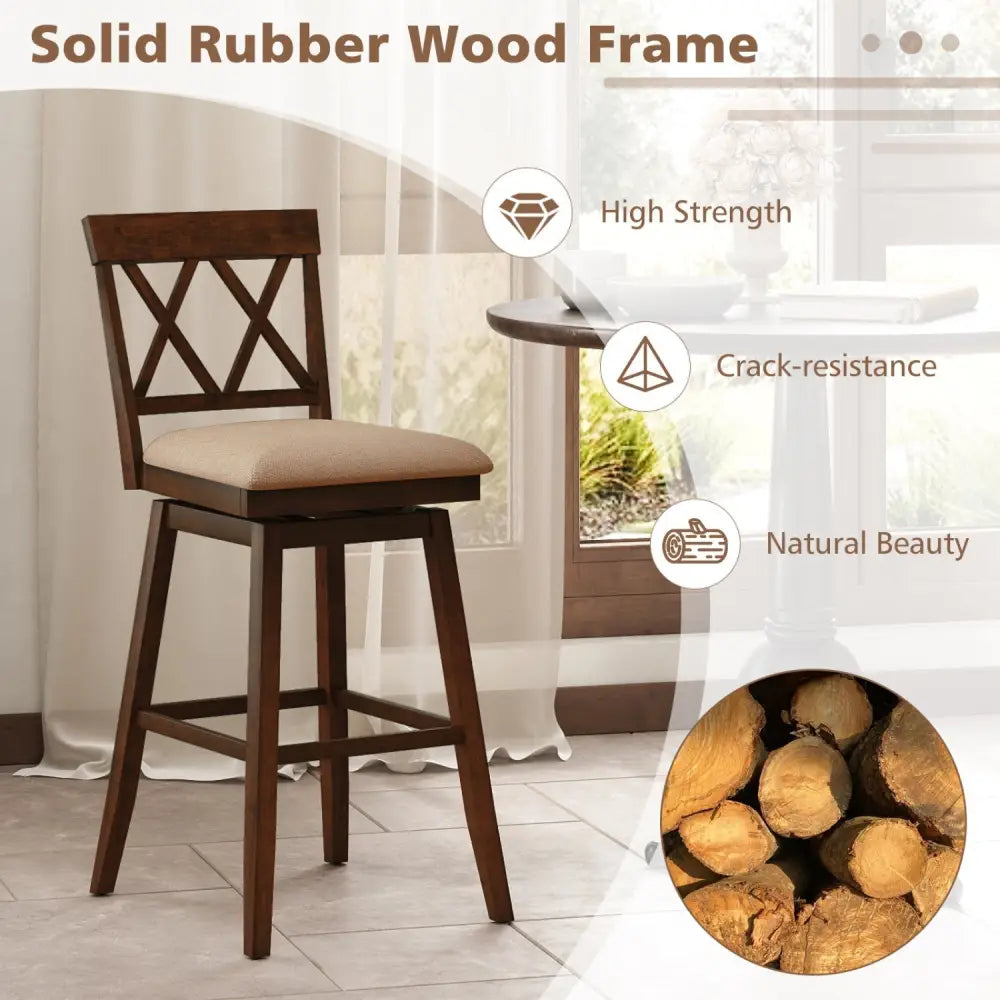 24 Inch Counter Height Barstools Set of 4 with Backrest and Upholstered Seat Cushion-29 inch Costway