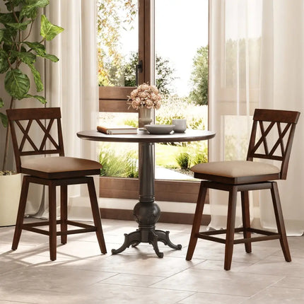 24 Inch Counter Height Barstools Set of 4 with Backrest and Upholstered Seat Cushion-24 Inch Costway