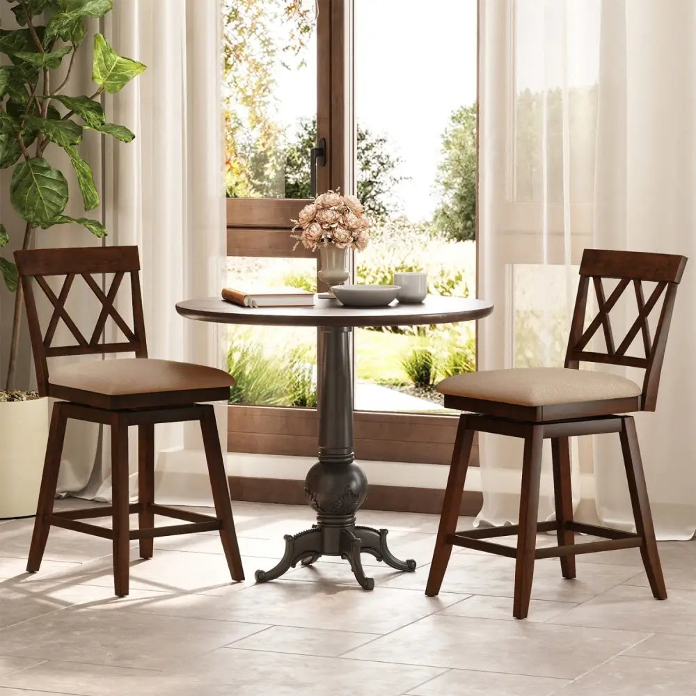 24 Inch Counter Height Barstools Set of 4 with Backrest and Upholstered Seat Cushion-24 Inch Costway