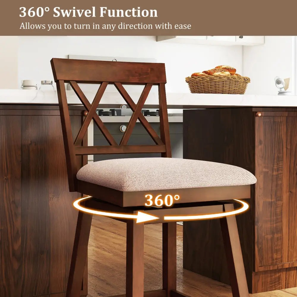 24 Inch Counter Height Barstools with Backrest and Upholstered Seat Cushion for Kitchen Dining Room-24 Inch Costway