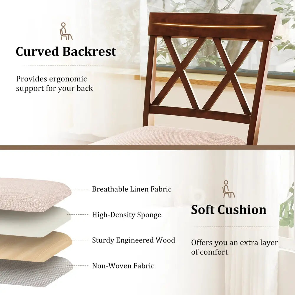 24 Inch Counter Height Barstools with Backrest and Upholstered Seat Cushion for Kitchen Dining Room-24 Inch Costway