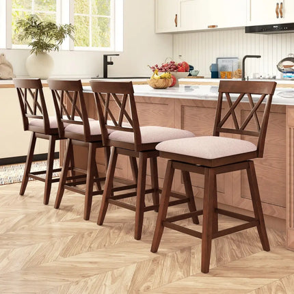 24 Inch Counter Height Barstools with Backrest and Upholstered Seat Cushion for Kitchen Dining Room-24 Inch Costway