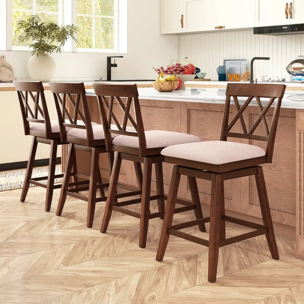 24 Inch Counter Height Barstools with Backrest and Upholstered Seat Cushion for Kitchen Dining Room-24 Inch Costway