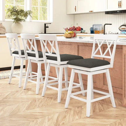 24 Inch Counter Height Barstools with Backrest and Upholstered Seat Cushion for Kitchen Dining Room-24 Inch Costway