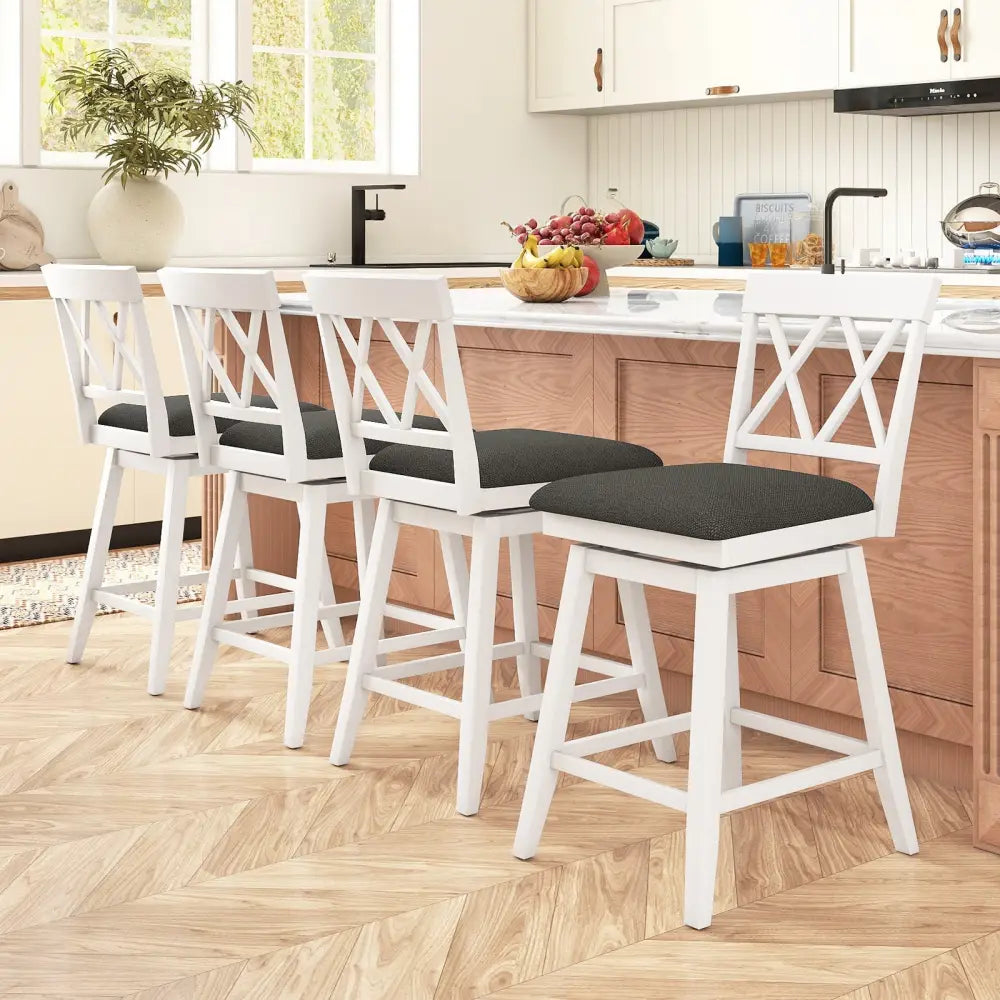 24 Inch Counter Height Barstools with Backrest and Upholstered Seat Cushion for Kitchen Dining Room-24 Inch Costway