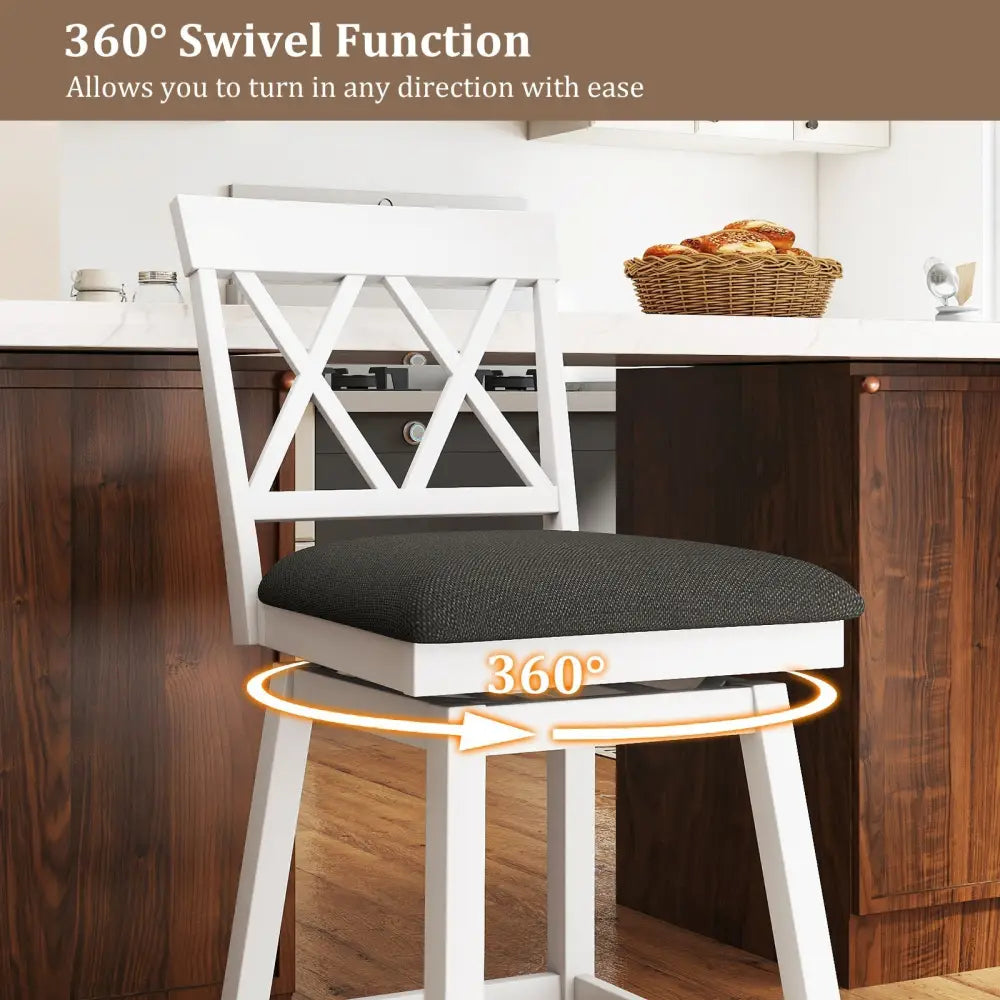 24 Inch Counter Height Barstools with Backrest and Upholstered Seat Cushion for Kitchen Dining Room-24 Inch Costway