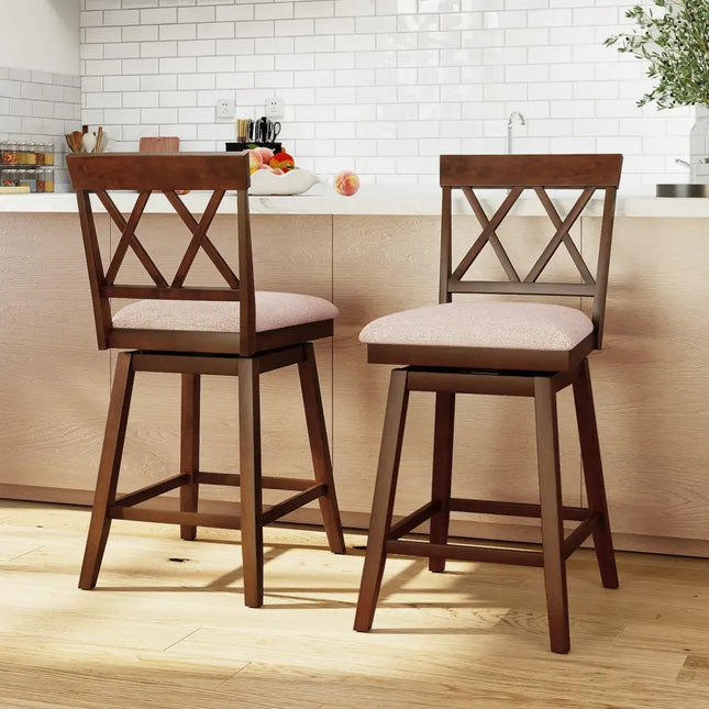 24 Inch Counter Height Barstools with Backrest and Upholstered Seat Cushion for Kitchen Dining Room-24 Inch Costway