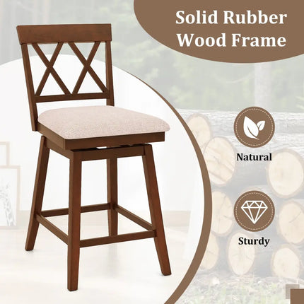 24 Inch Counter Height Barstools with Backrest and Upholstered Seat Cushion for Kitchen Dining Room-24 Inch Costway