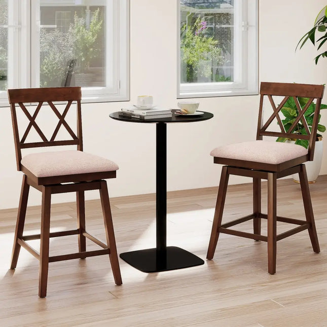 24 Inch Counter Height Barstools with Backrest and Upholstered Seat Cushion for Kitchen Dining Room-24 Inch Costway